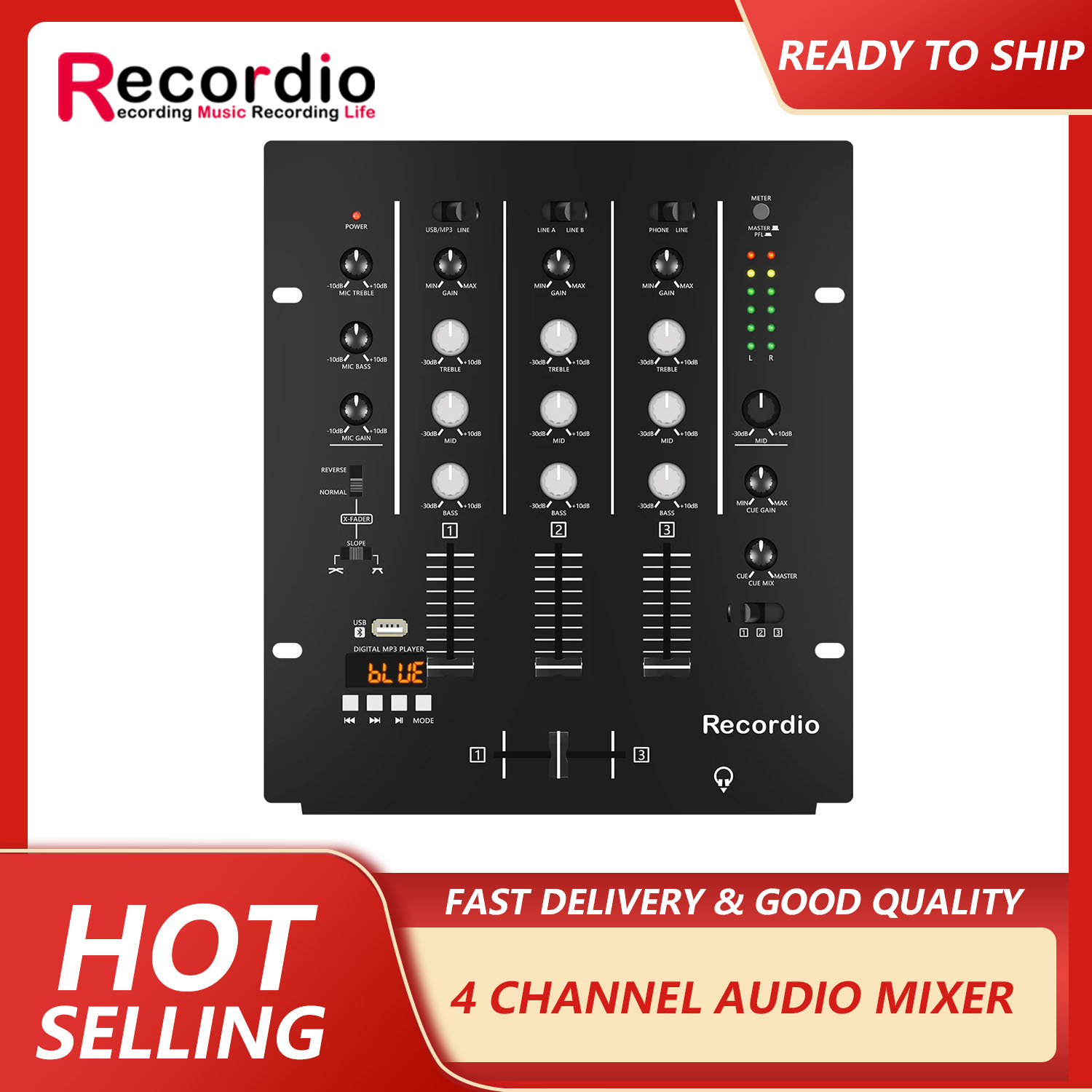 Audio Mixer 4 Channel - GAX-DM4 OEM Professioneller 4-Kanal-Audio-Stereo-Mixer mit Soundkarte