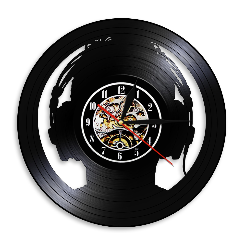 Audio And Music Separate - Audio-Slave-Kopfhörer DJ Dekorative Wanduhr Musikliebhaber Schallplatten-Wanduhr