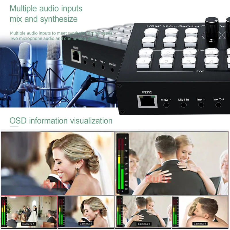1080P 4-Kanal HDMI Video-Mixer – Audio Mixer 4 Channel Bewertung und Preis