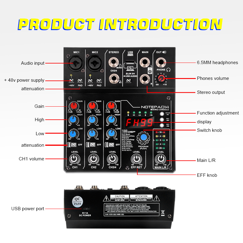 AD14 Professionelles Audio-Mis – Audio Mixer 4 Channel Bewertung und Preis