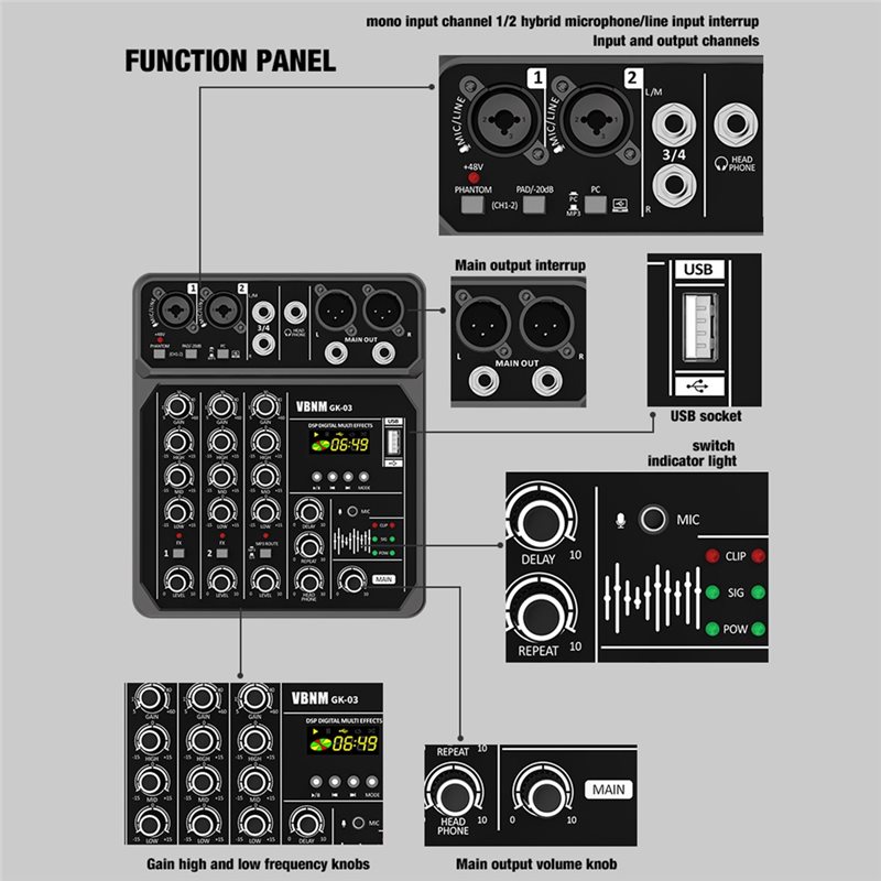 M52K-Bluetooth DJ-Konsole 4-Ka – Audio Mixer 4 Channel Bewertung und Preis
